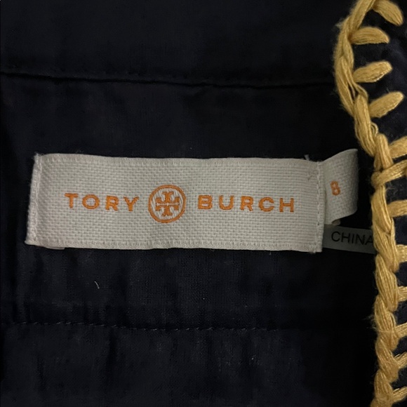 Tory Burch Navy Tunic with White and Yellow Accents - Picture 2 of 7